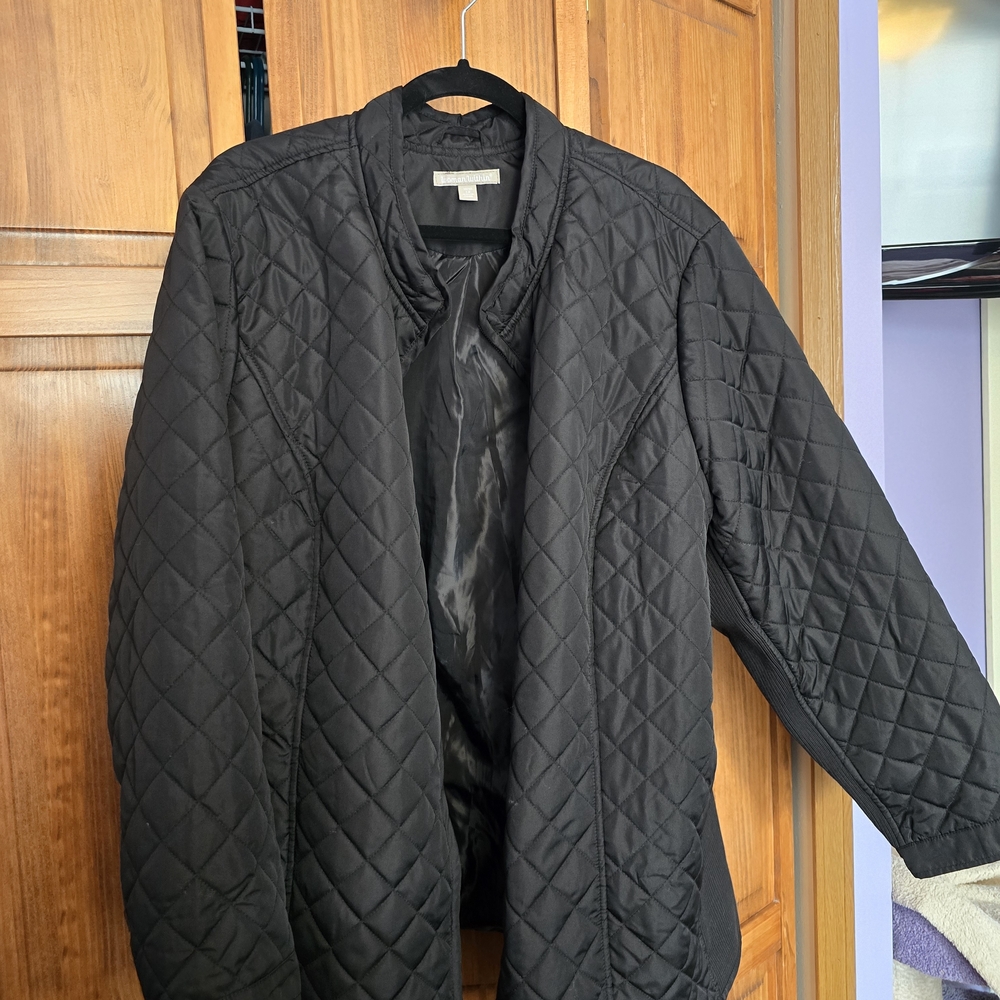 Woman Within Black Quilted Ski Jacket